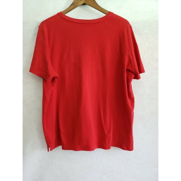 Kim Rogers Women's Red V Neck 100% Cotton Short Sleeve T Shirt Top Size XXL - Picture 2 of 6